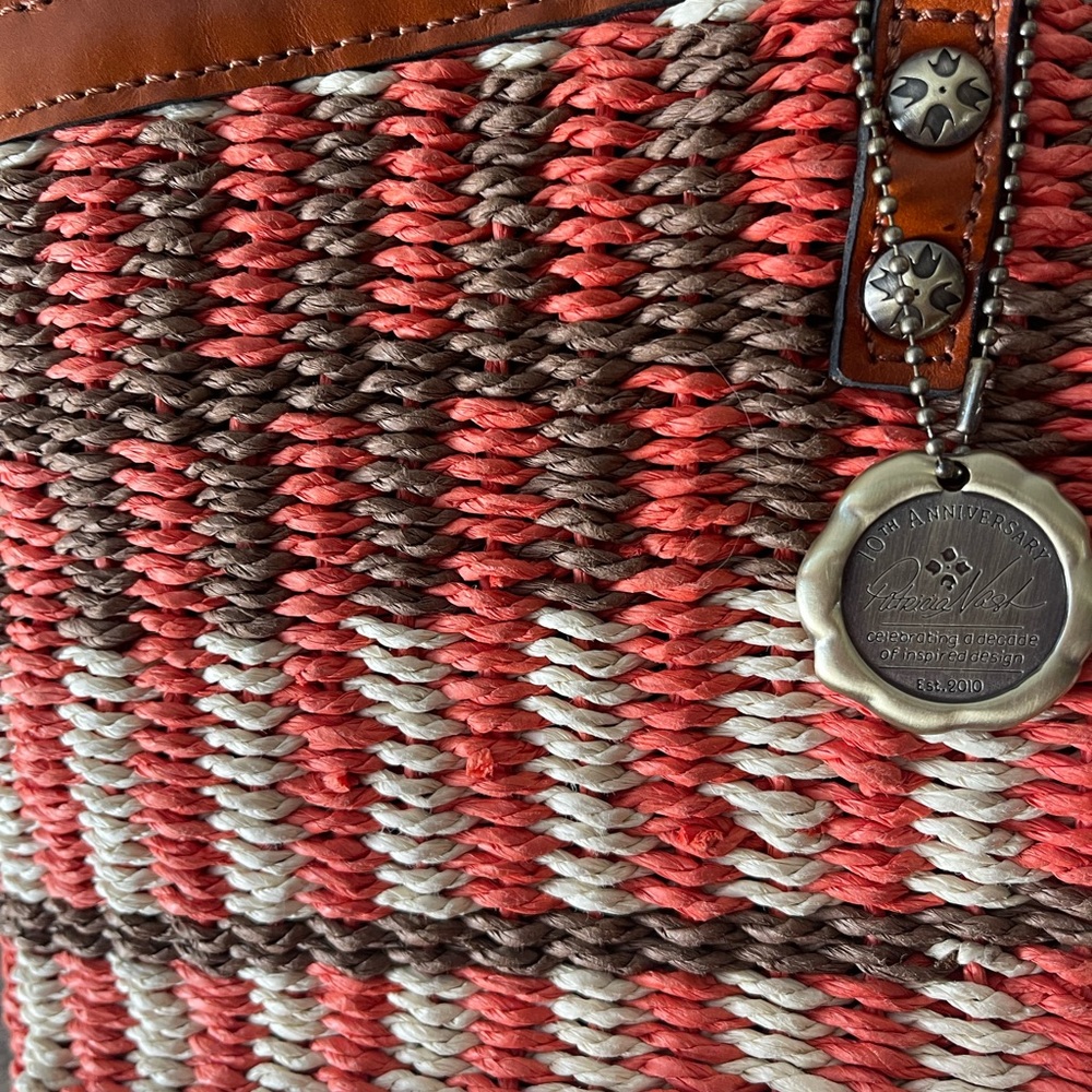 Stylish Red and Brown Woven Tote Bag - Picture 7 of 15